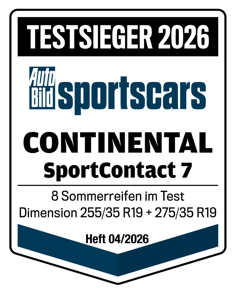 Testsiegel Auto Bild Sportscars für SportContact 7