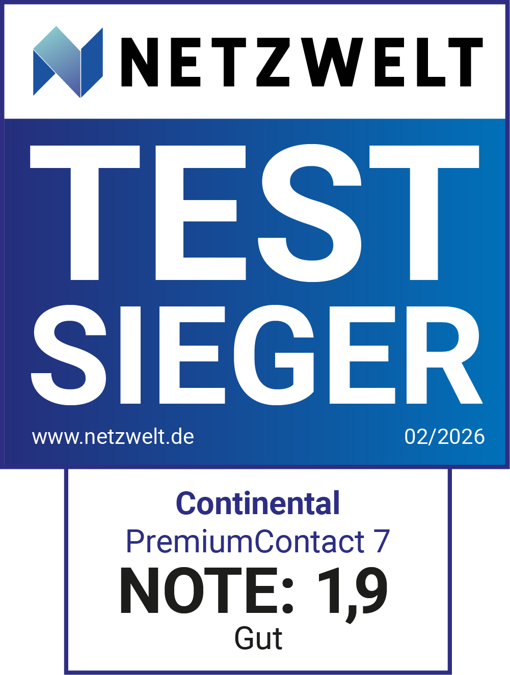 NETZWELT Test Sieg Continental PremiumContact 7