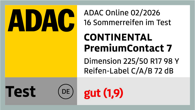 ADAC Sommerreifentest 2026 Continental PremiumContact 7