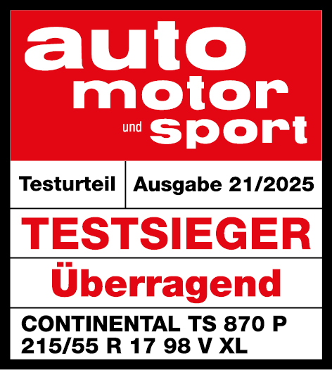 Testsiegel auto motor und sport Winterreifentest 2025 WinterContact TS 870 P