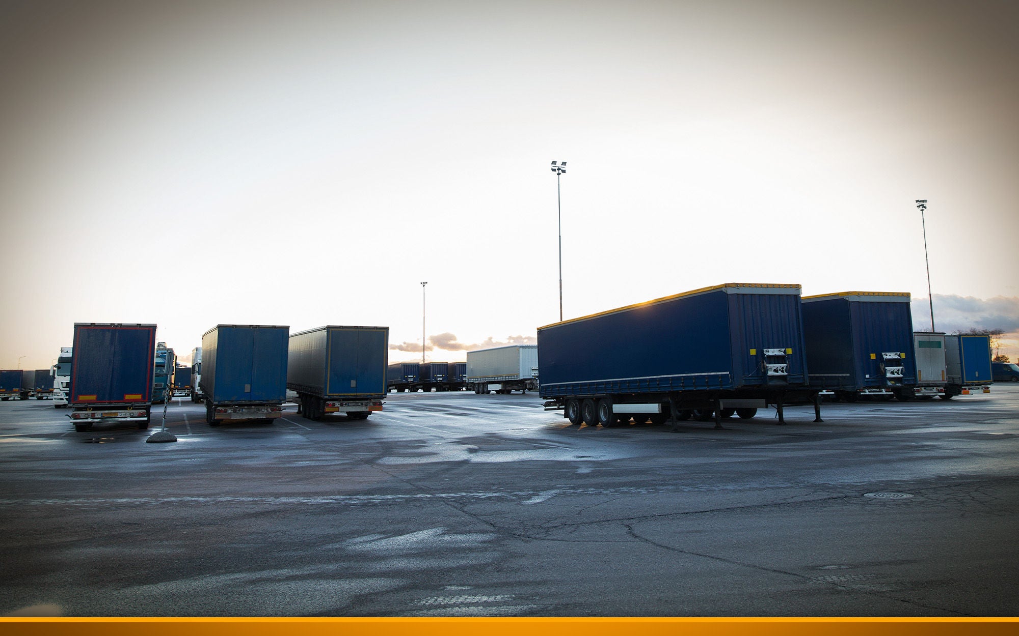 trucks and trailers on parking