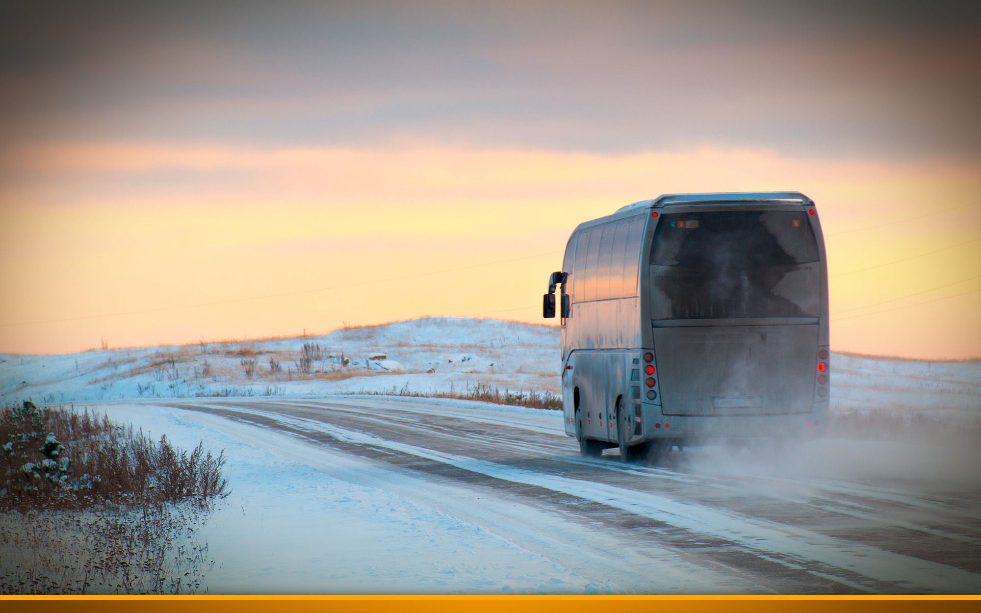 Bus driving on winter roads