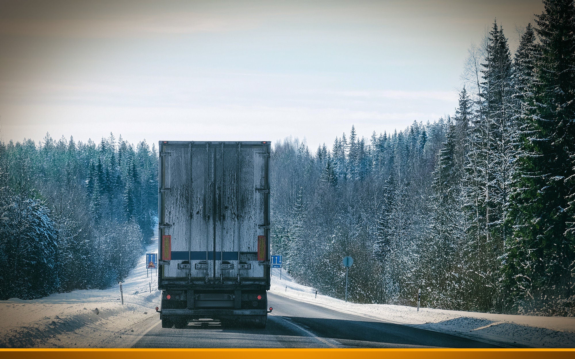 Truck on road in winter