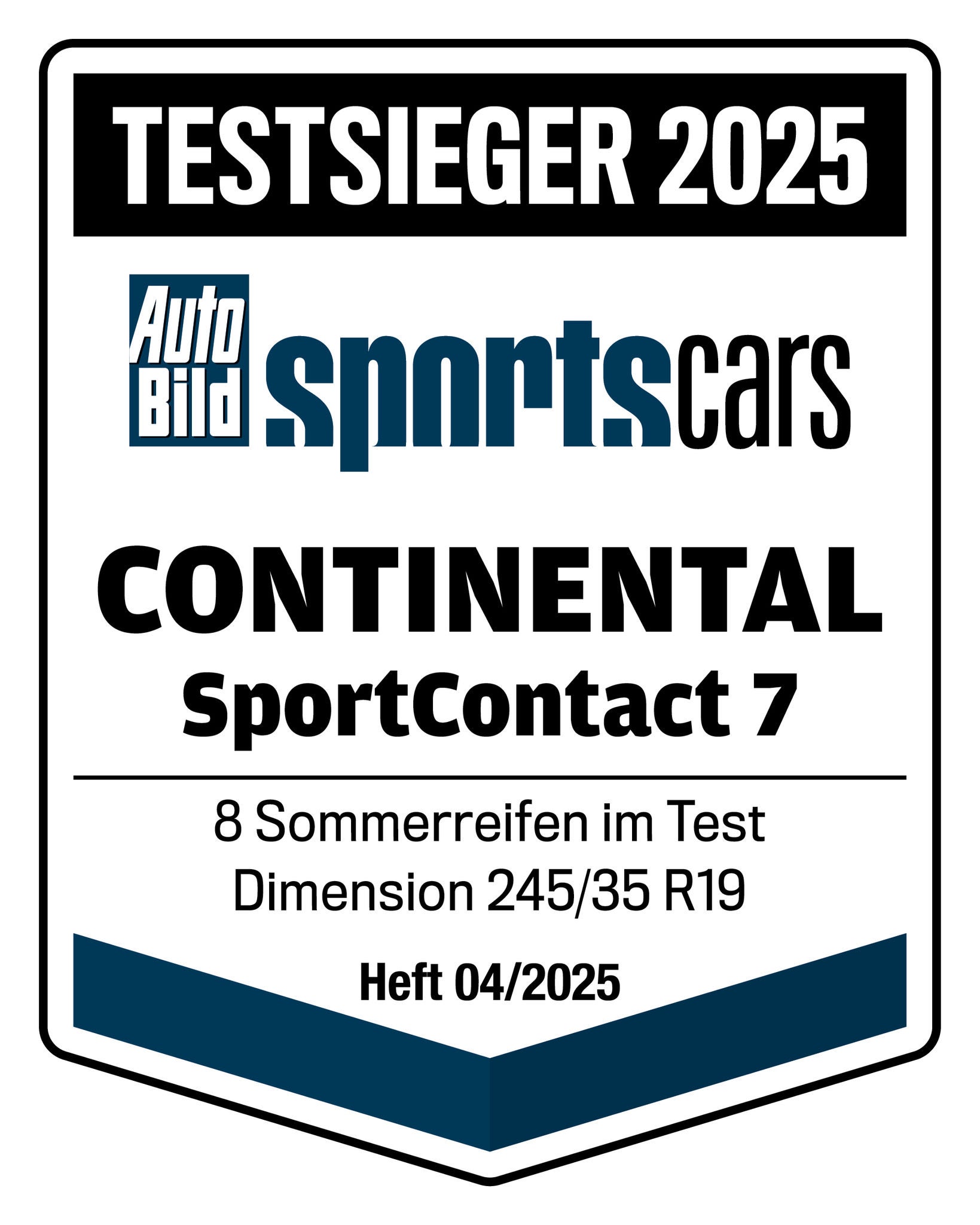 Testsiegel Auto Bild Sportscars für SportContact 7