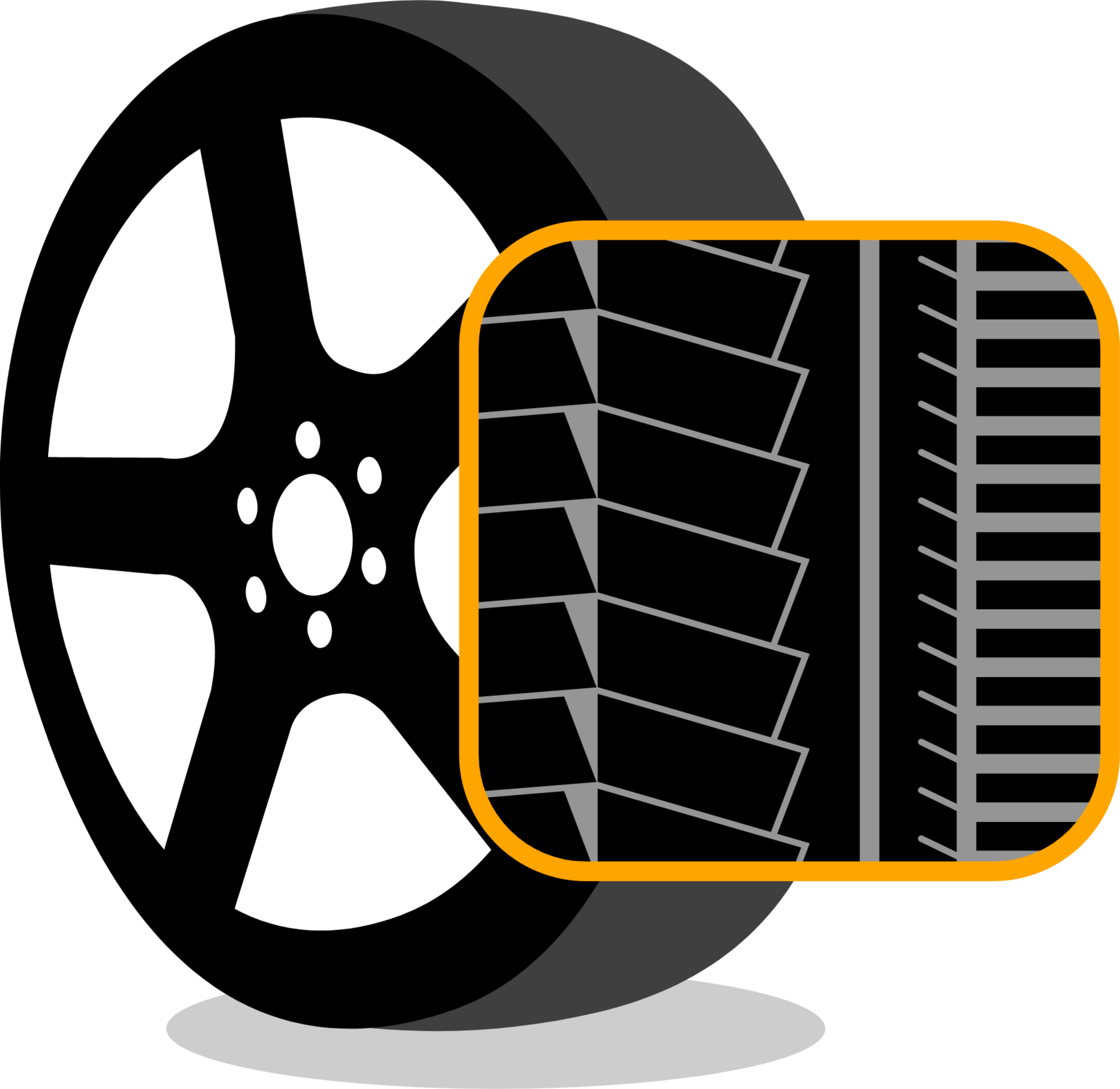Asymmetric Tire Tread Pattern Graphic with asymmetric tire tread pattern of a car tire.