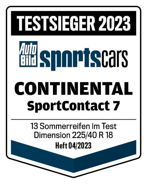 Testsiegel Auto Bild sportscars SportContact 7 2023