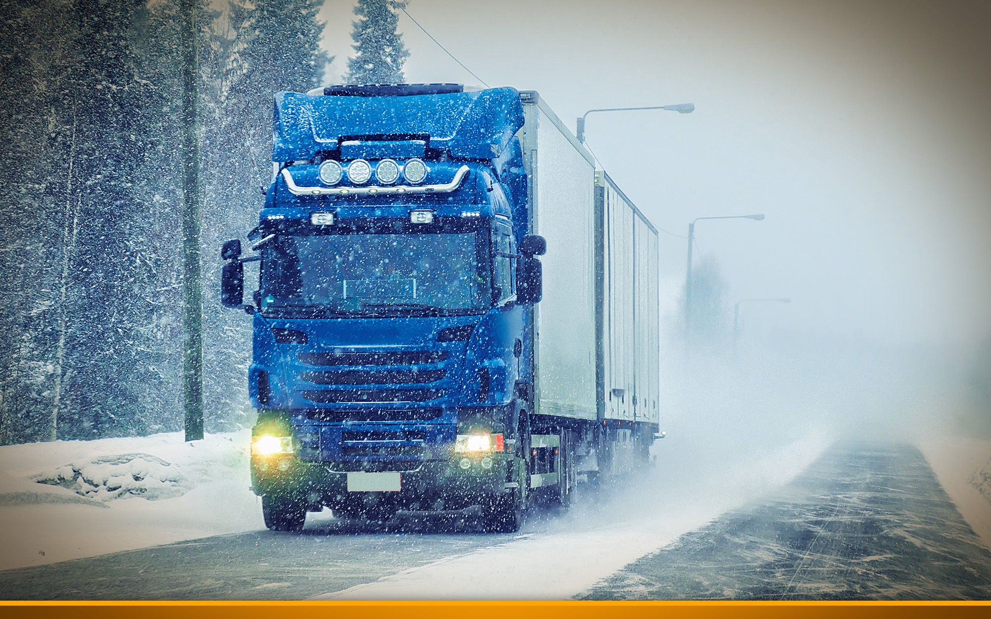 Truck on road in winter