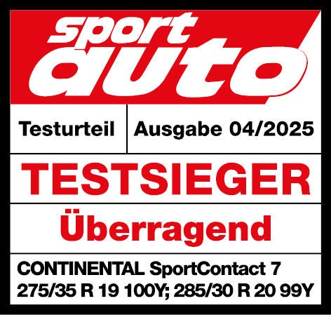 Testsiegel SportAuto für Continental SporContact 7, Bewertet als Testsieger: Überragend