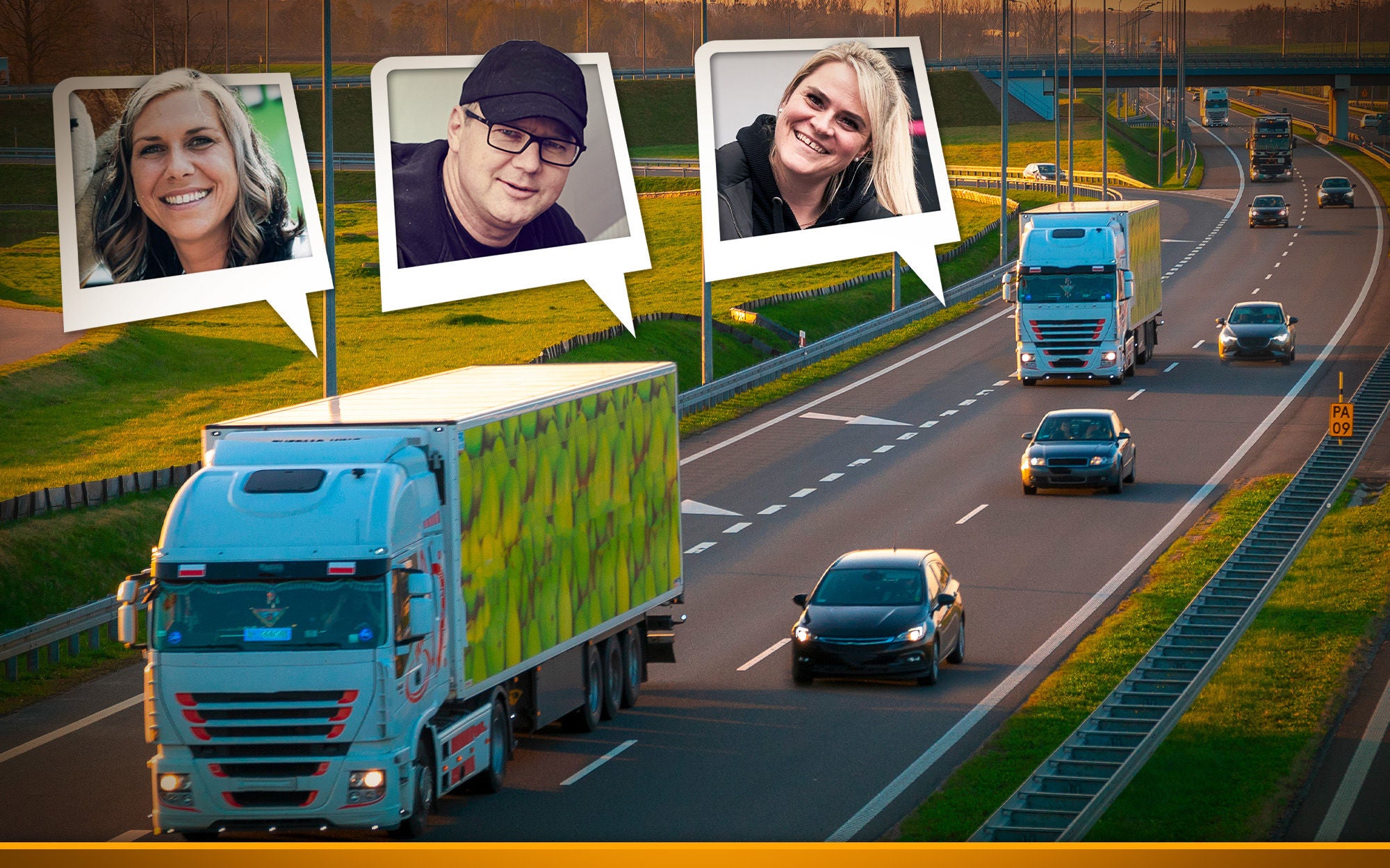 traffic of cars and trucks