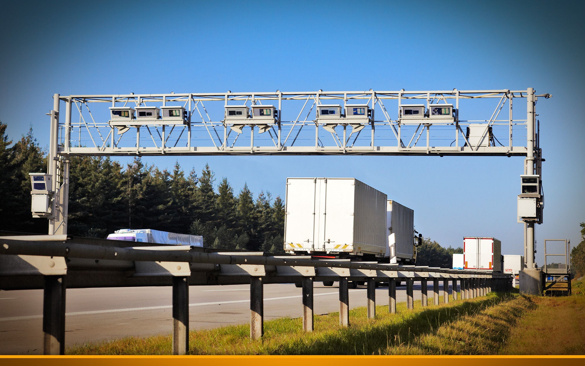 truck crossing german autobahn toll bridge