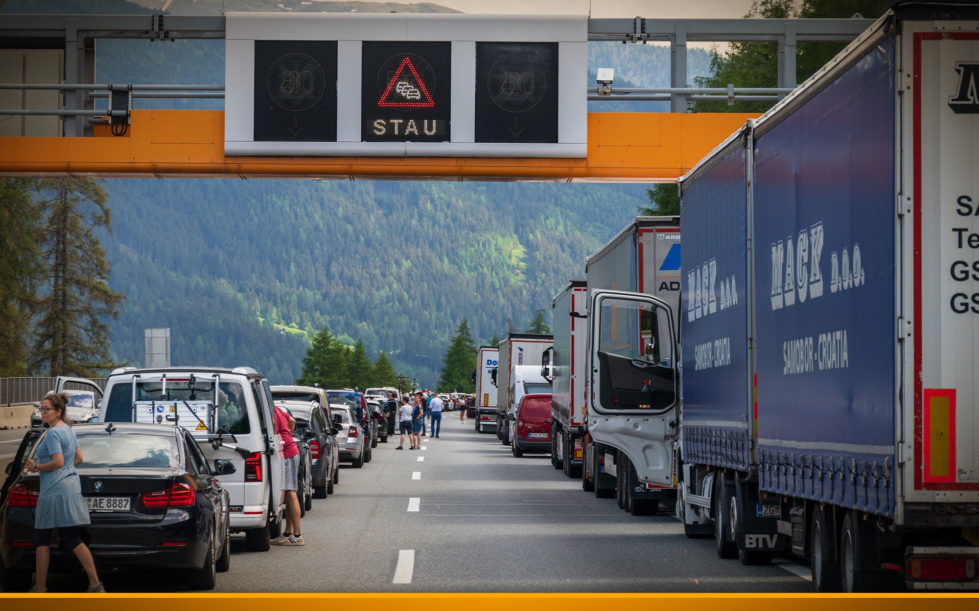 Truck in traffic jam