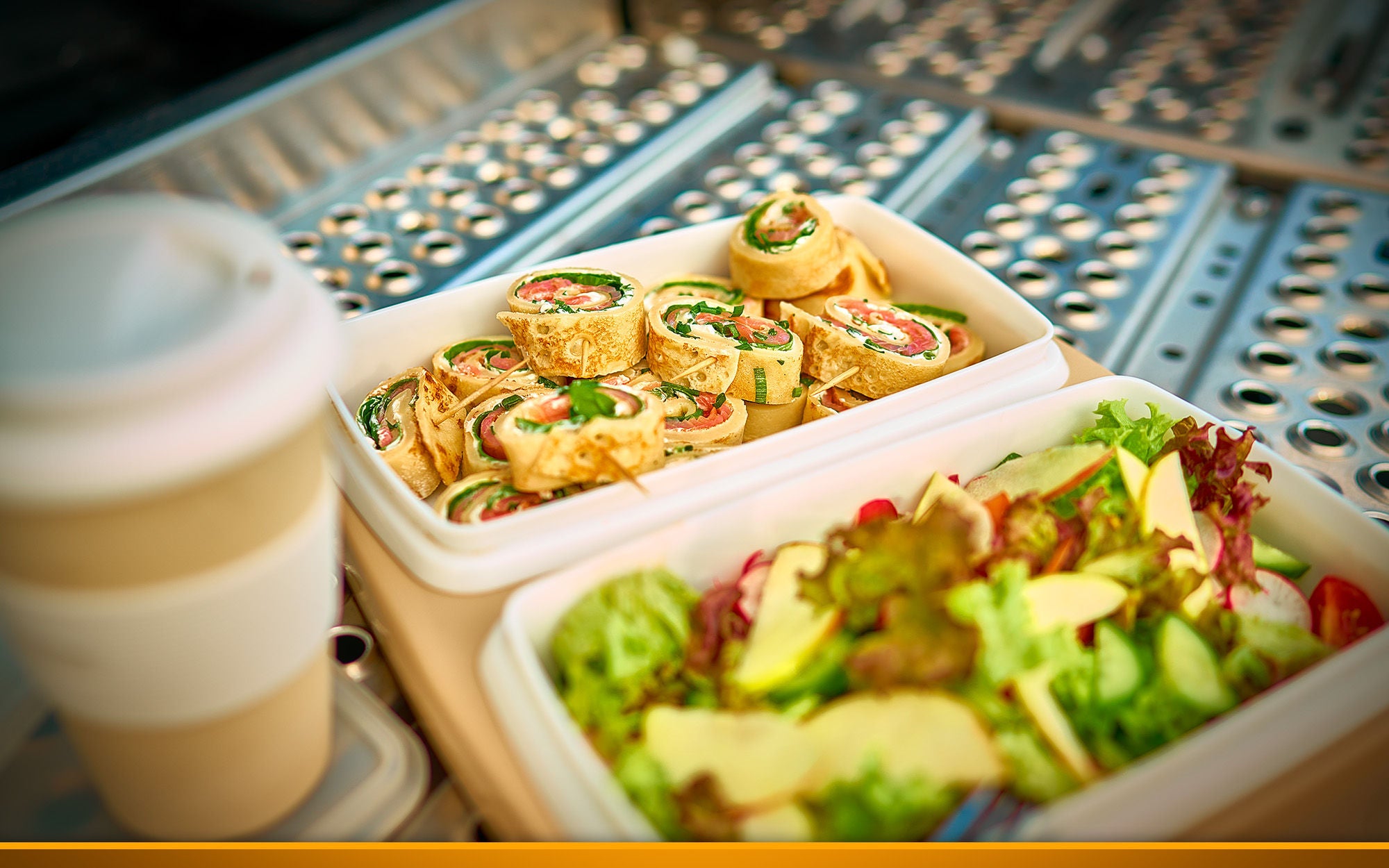  truck driver enjoys lunch break inside his vehicle cabin during long haul journey 