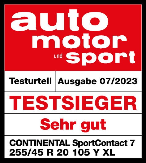 Testsiegel auto motor und sport Continental SportContact 7