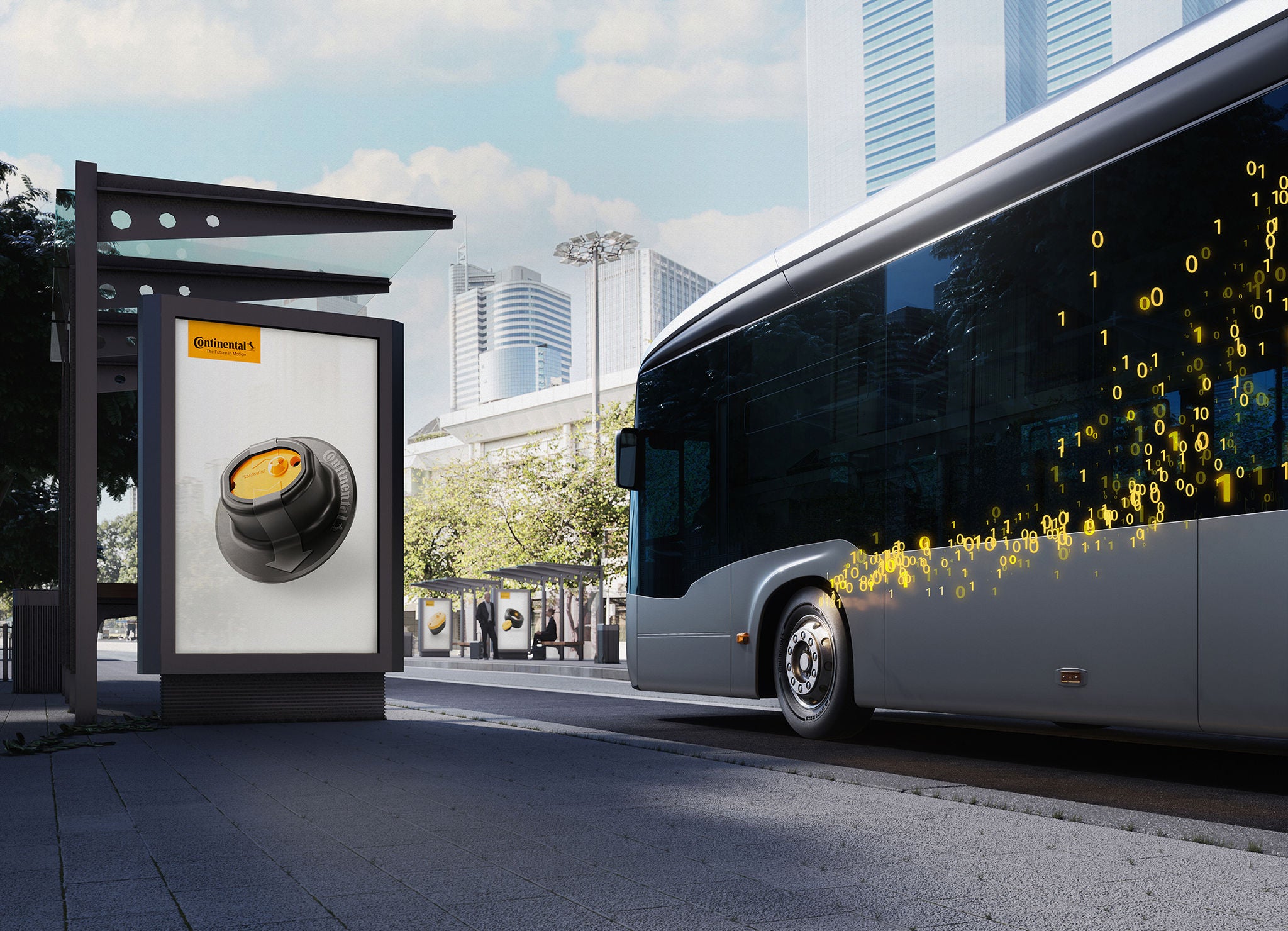 Smarte Reifen unterstützen Kommunen und Busunternehmen in der Mobilitäts- und Energiewende dabei, kostensparend und effizient unterwegs zu sein. Visual Conti Urban
