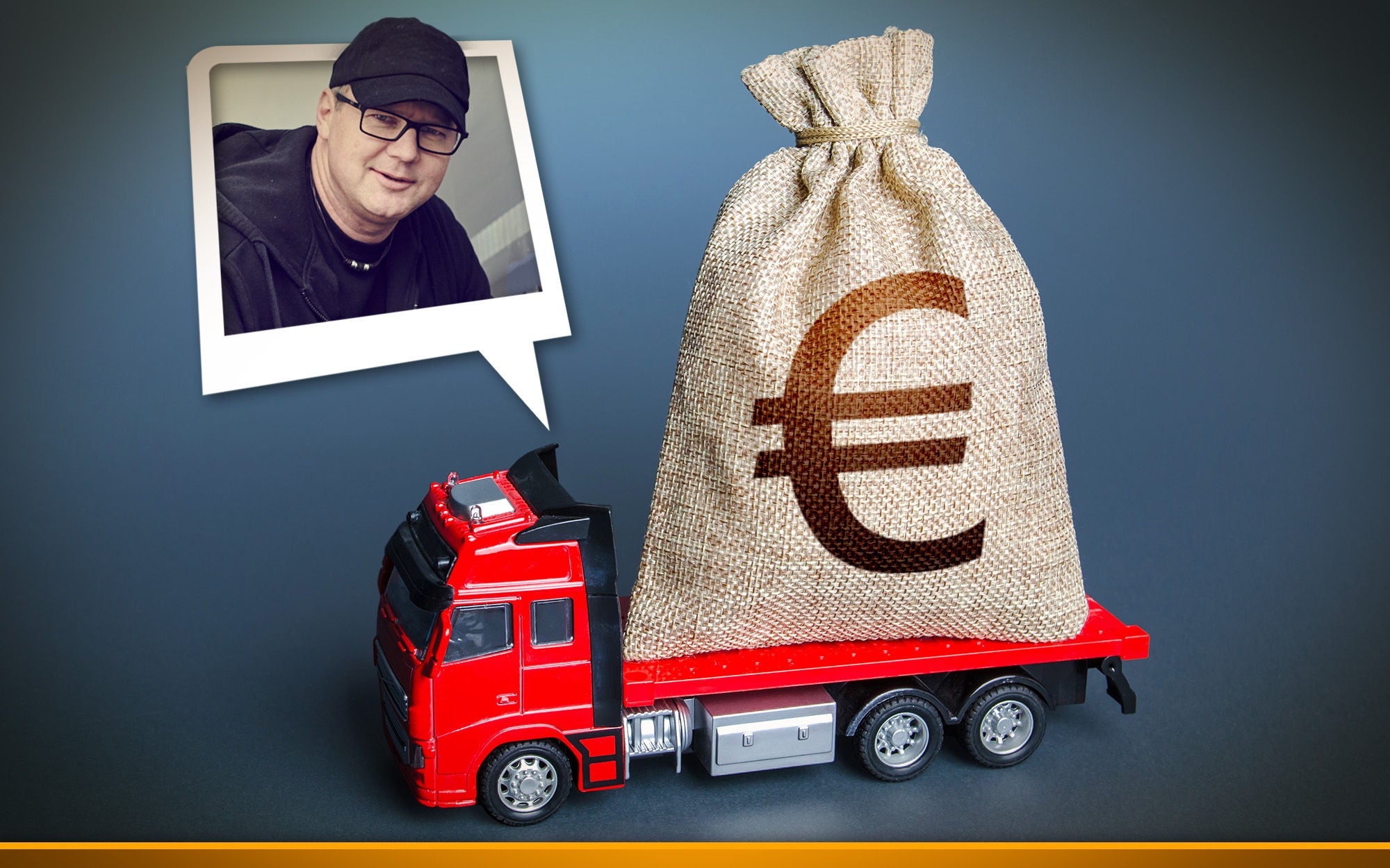 Truck with a euro money bag