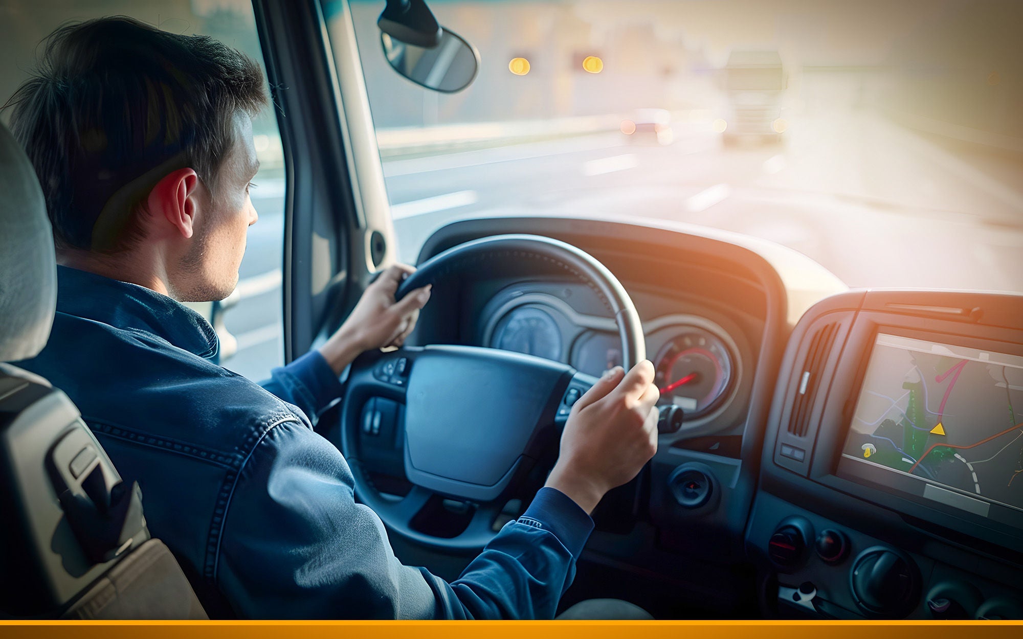 Truck Driver Using GPS Technology on the Highway