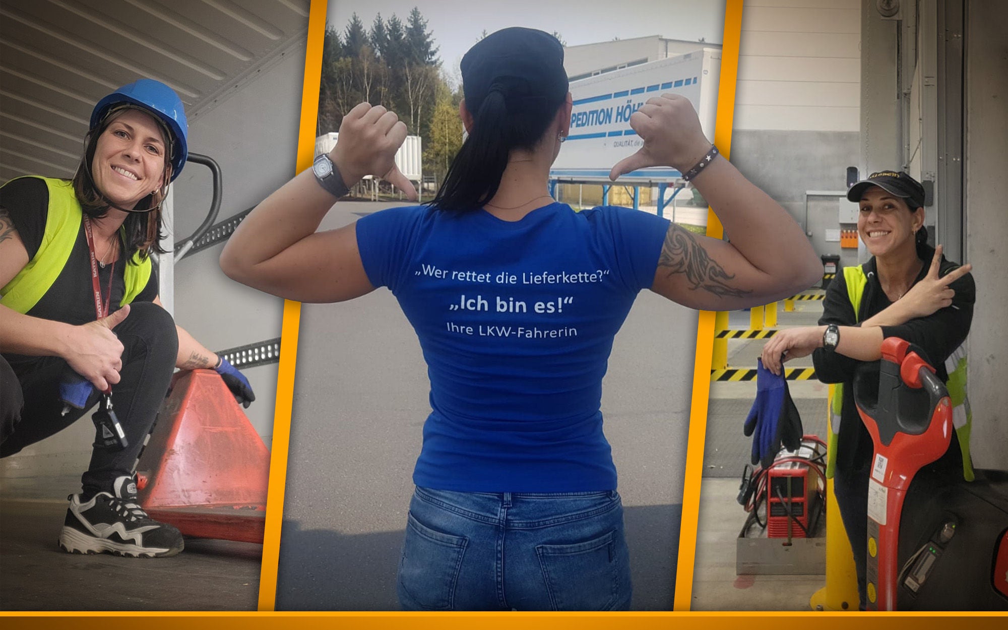 female trucker preparing the delivery
