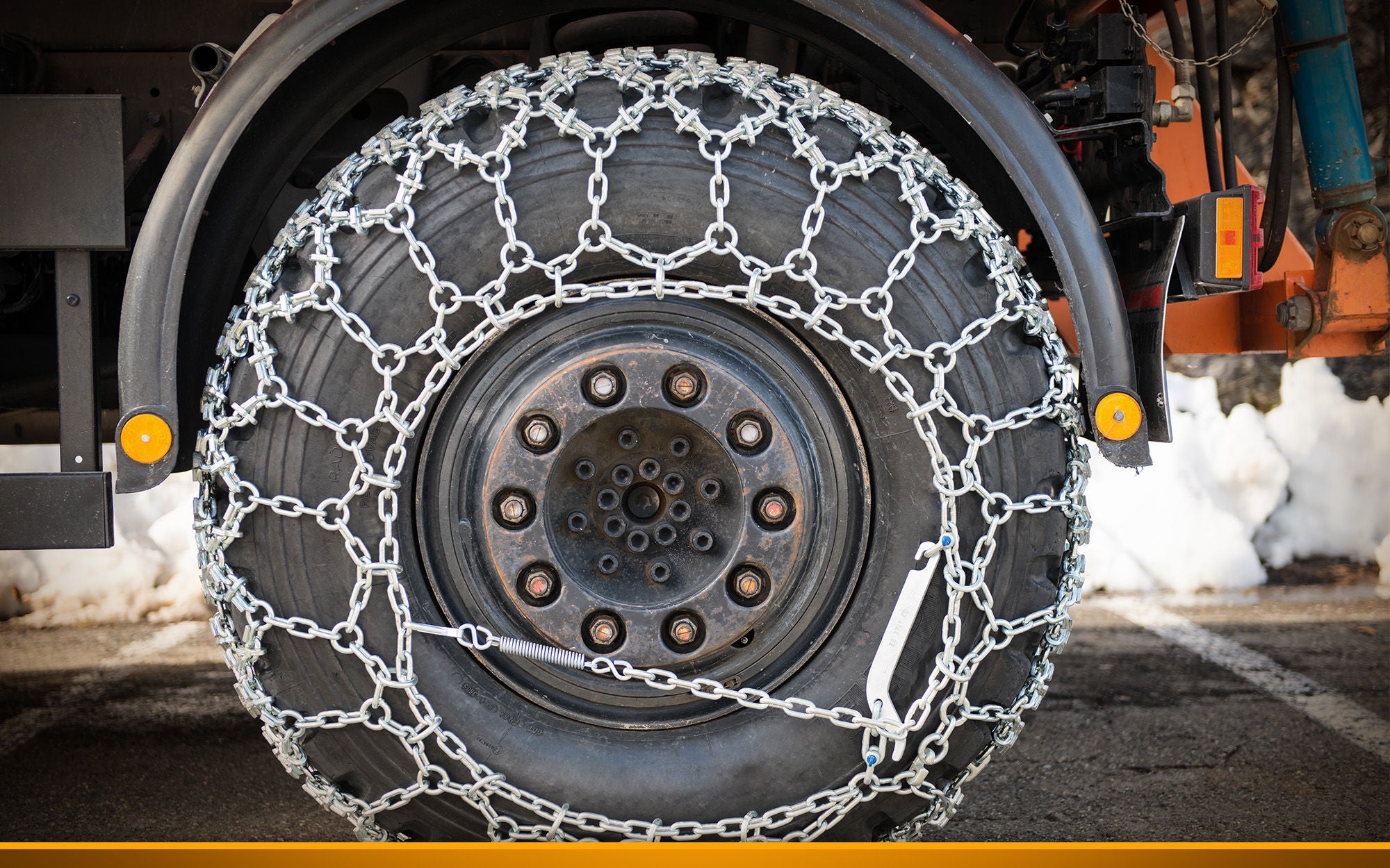 snow chains used by a truck