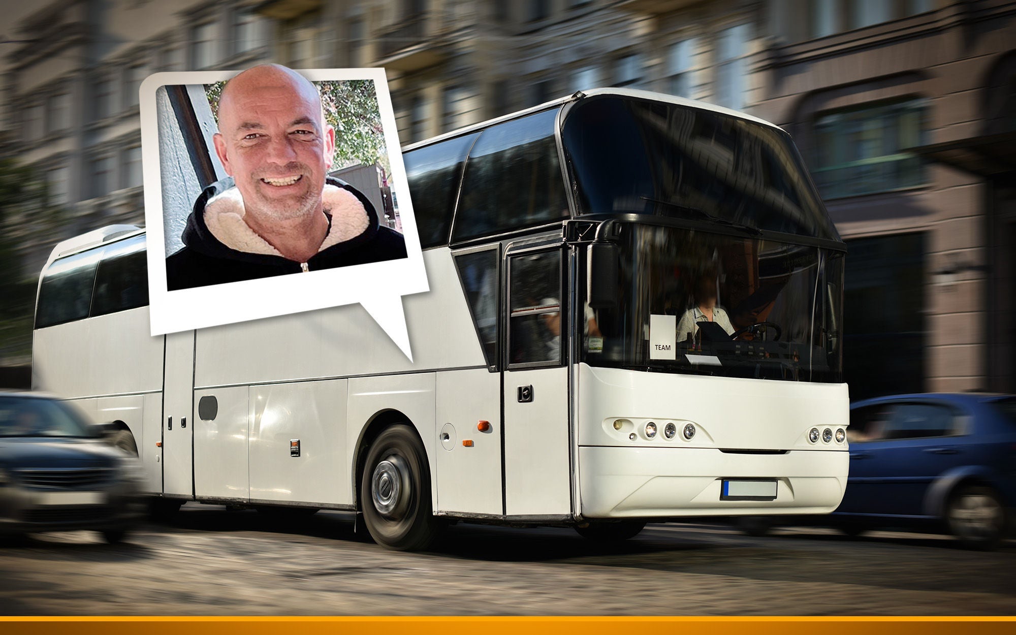 Tour bus in the city