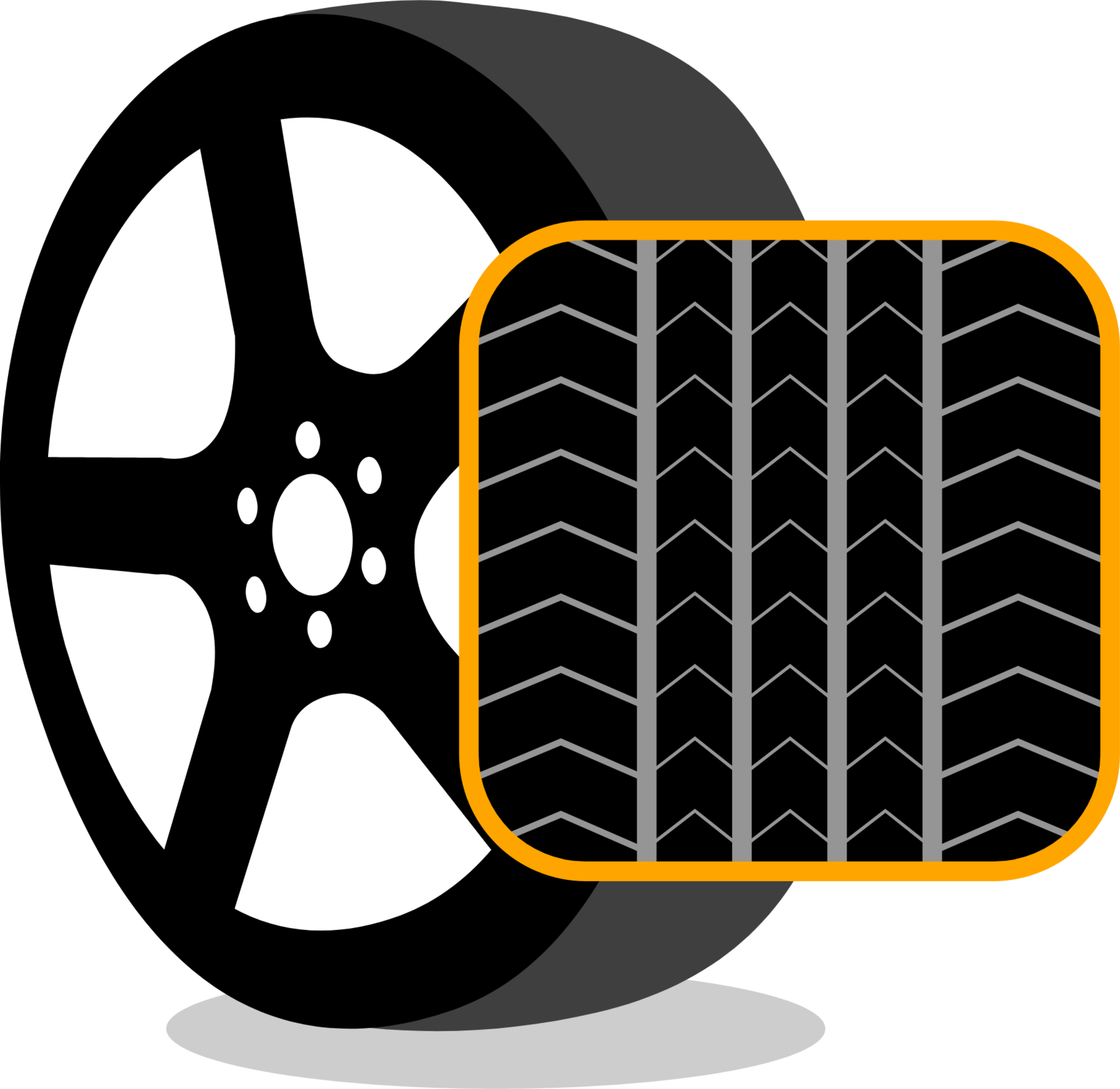 Graphic showing directional pattern of a car tire.
