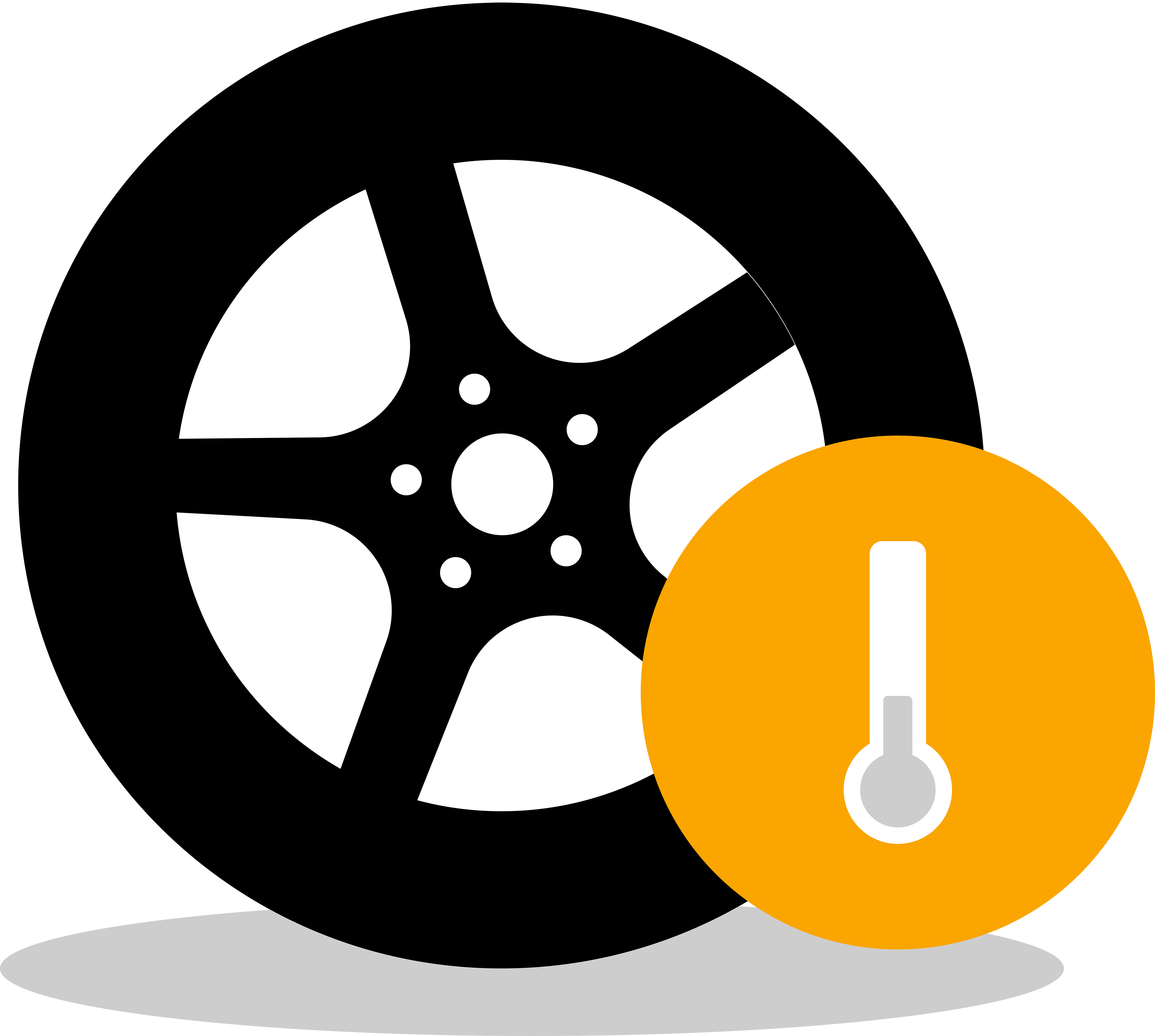 Tire pressure temperature A tire and a symbol for temperature is shown.