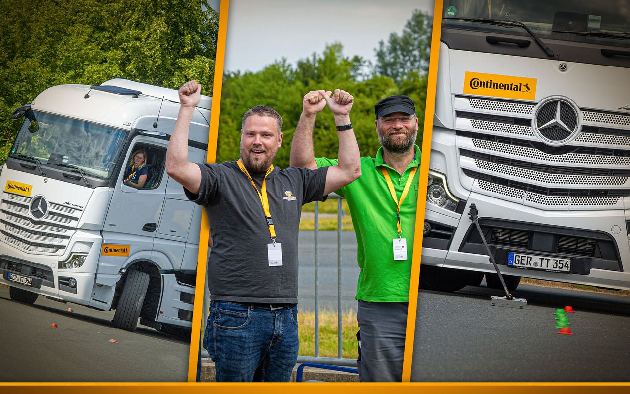 trucks on a course during a trucker challenge