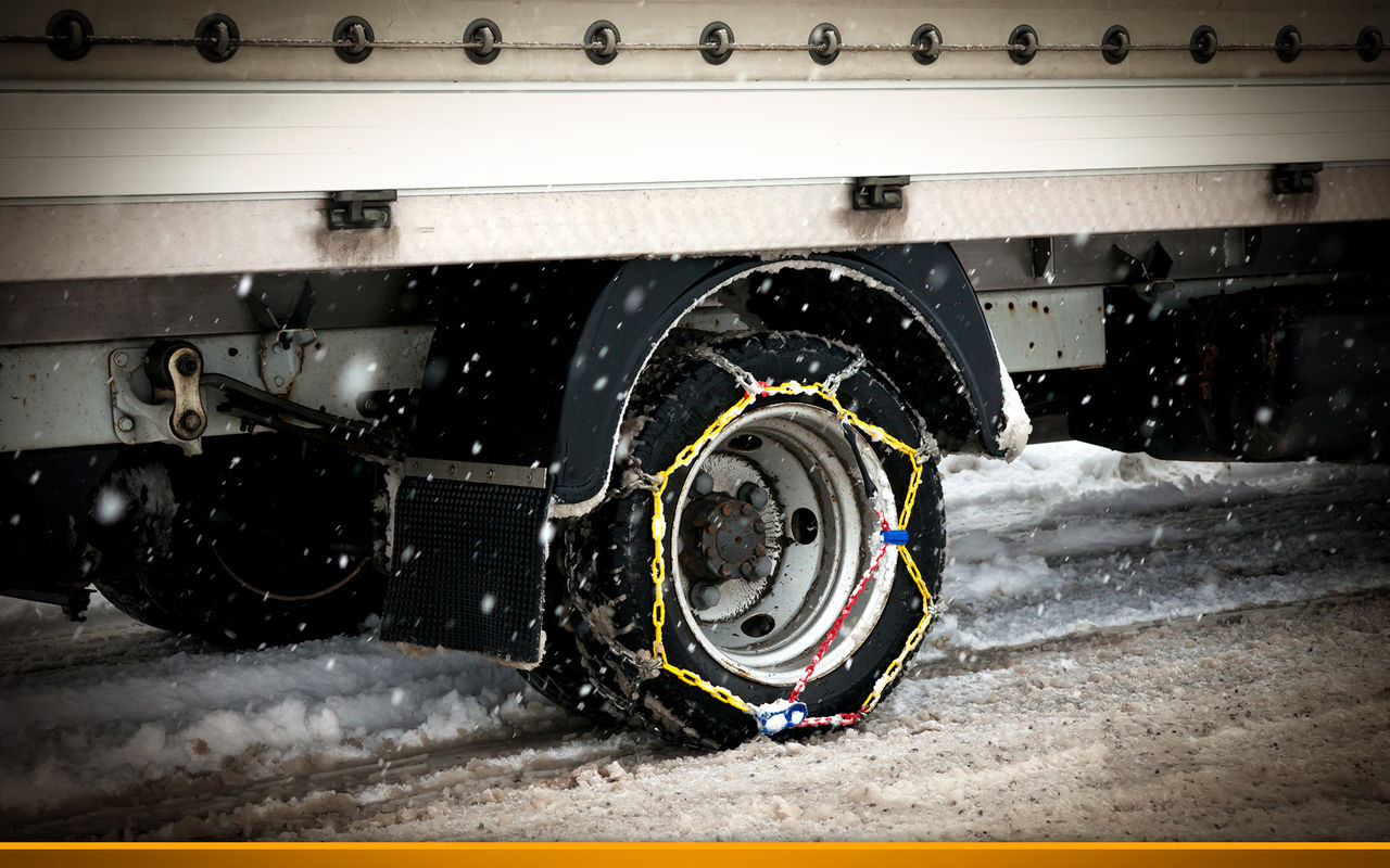 truck tires in snow chains