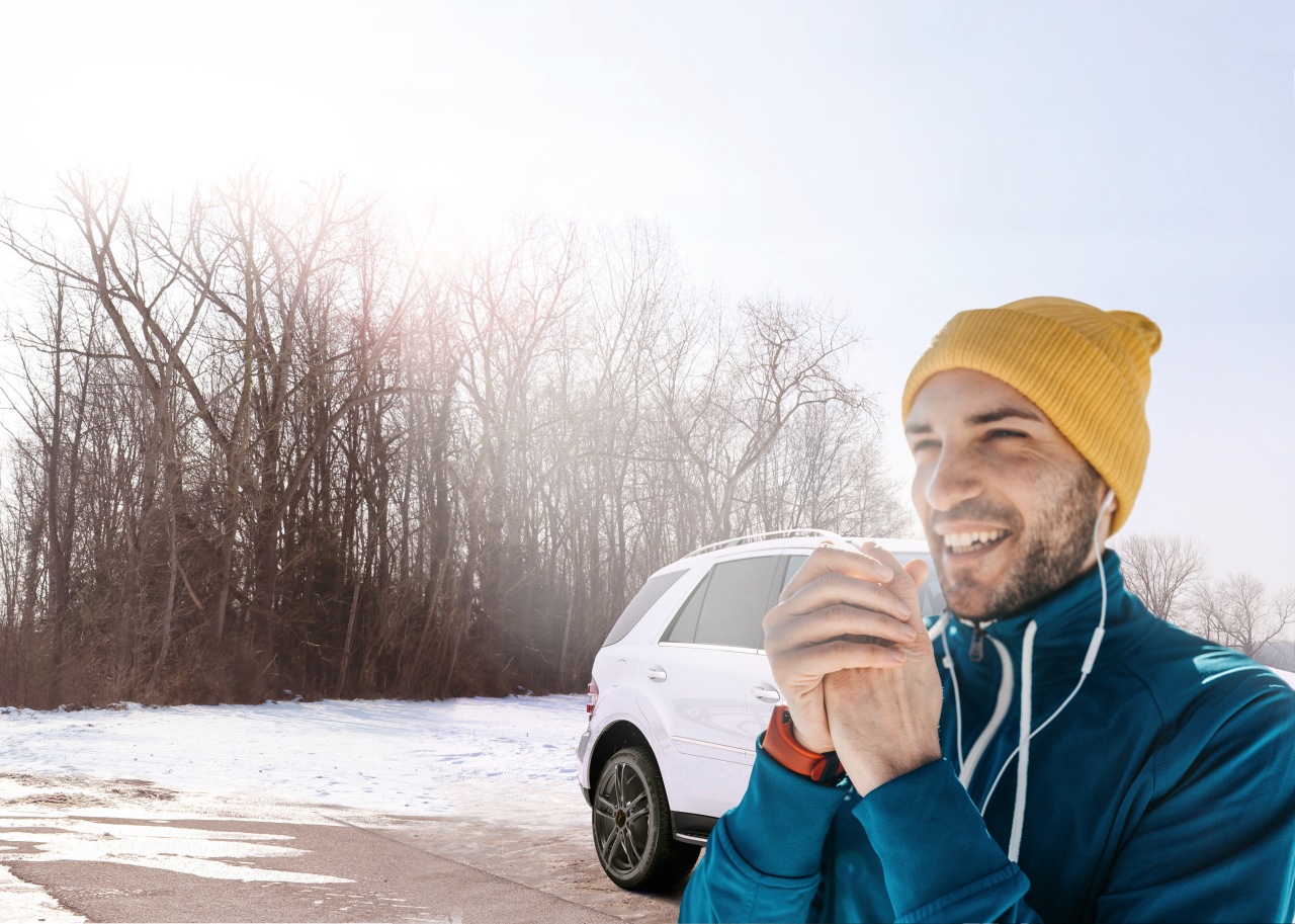 Man stretching for better results on running track
