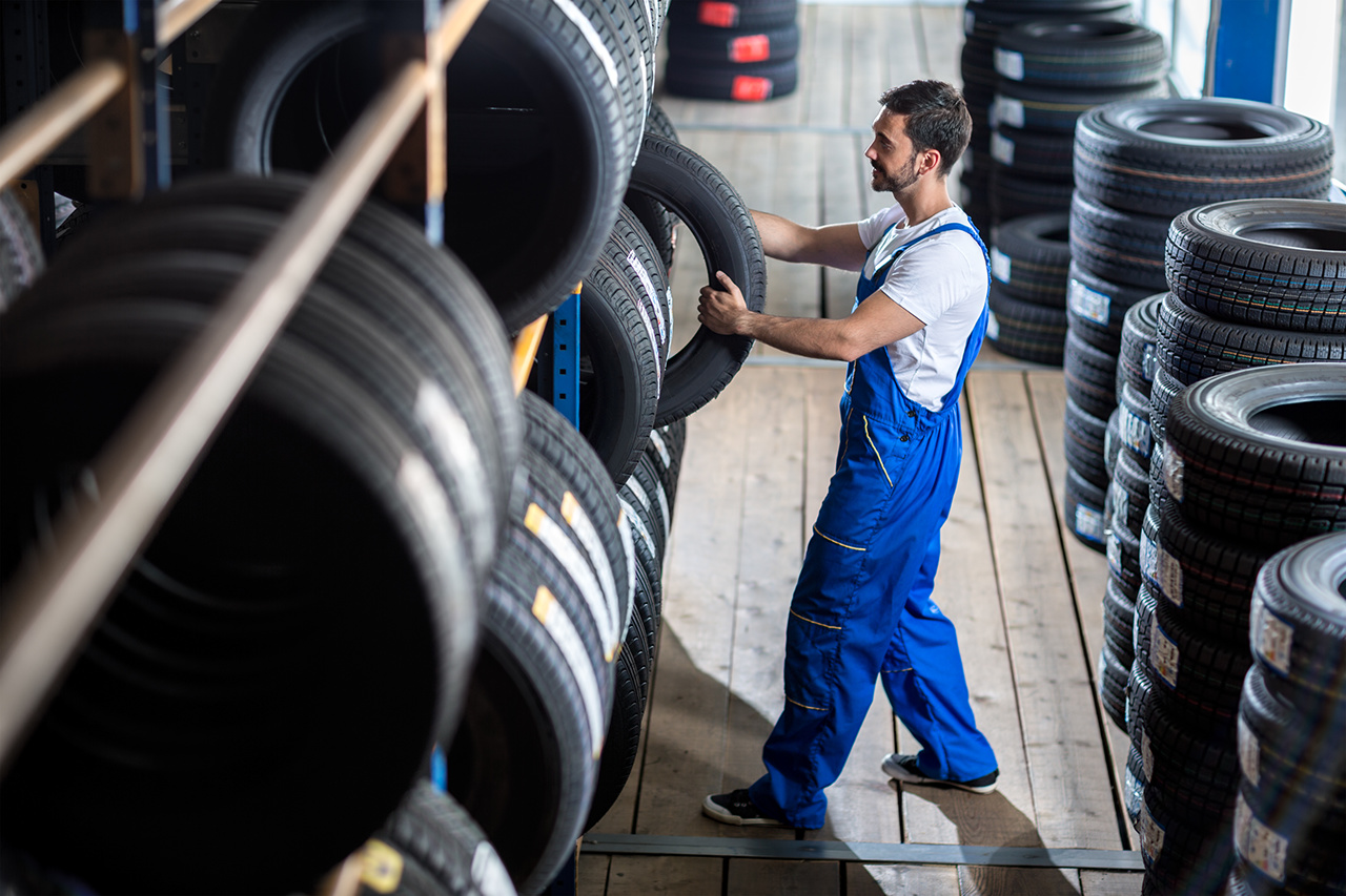 Man in tire store