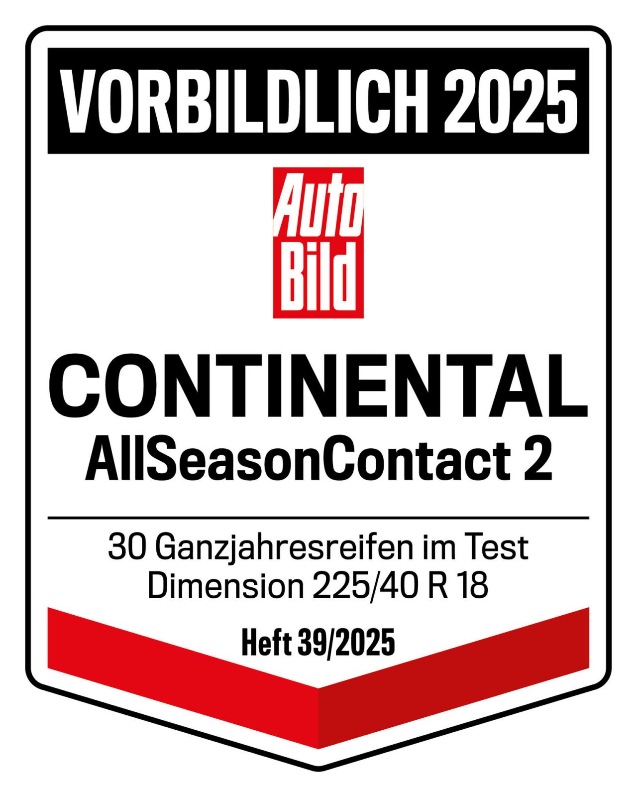 Testsiegel AUTO BILD Ganzjahresreifentest 2025