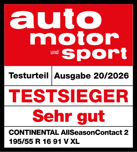 Testsiegel Ganzjahresreifentest AllSeasonContact 2 auto motor und sport 2026