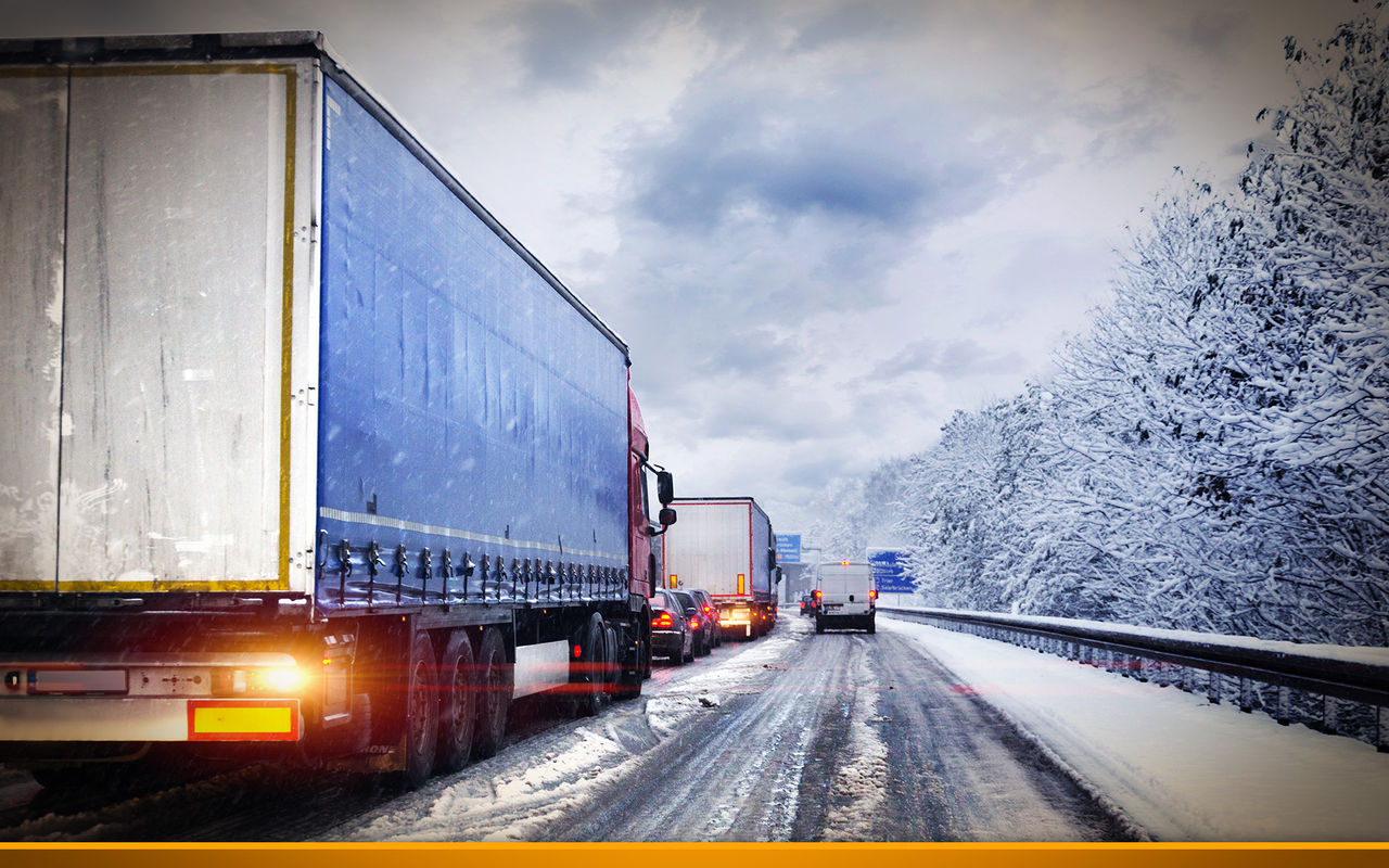 Trucks in winter snow