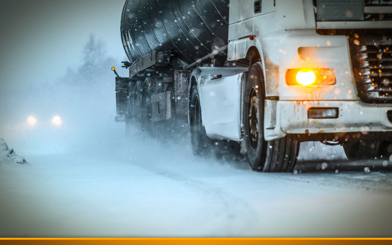 Trucks in winter snow