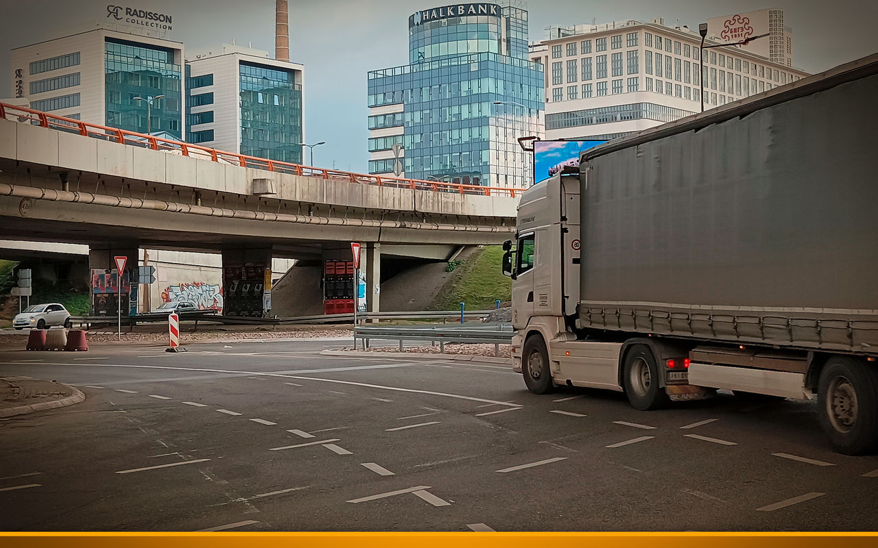 Truck on intersection