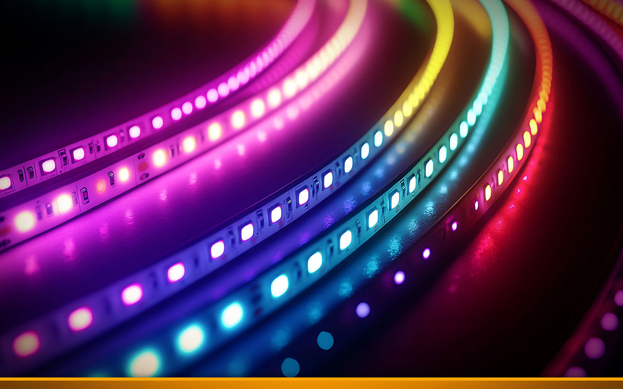 colorful led stripes close up
