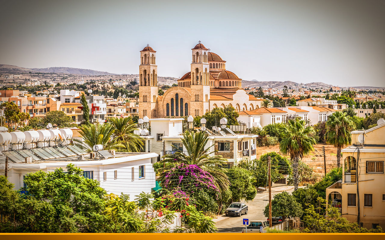 View of the city of Paphos in Cyprus. Paphos is known as the center of ancient history and culture of the island