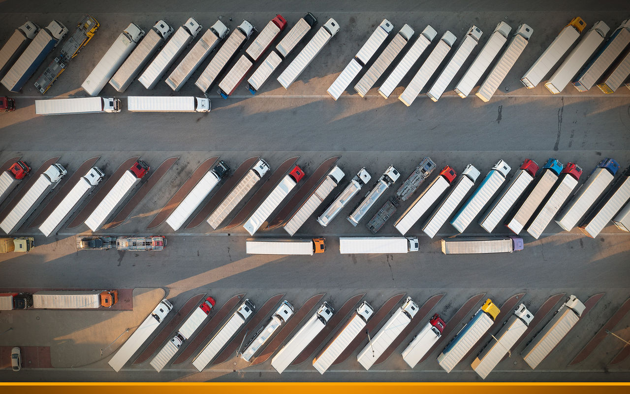 Parking lot full of trucks