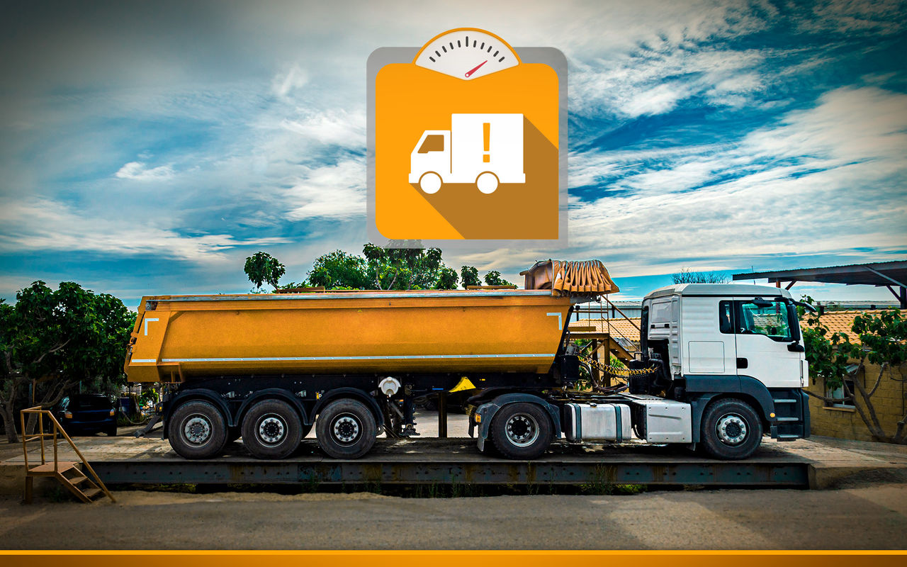 Truck on a weighing platform