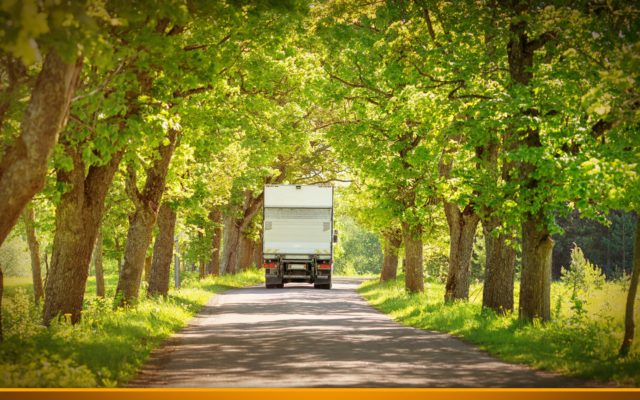 Truck on country road