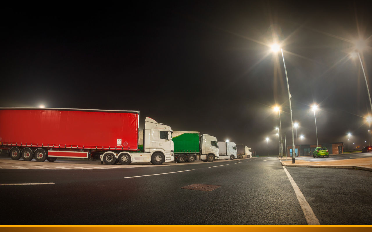 truck stop at night