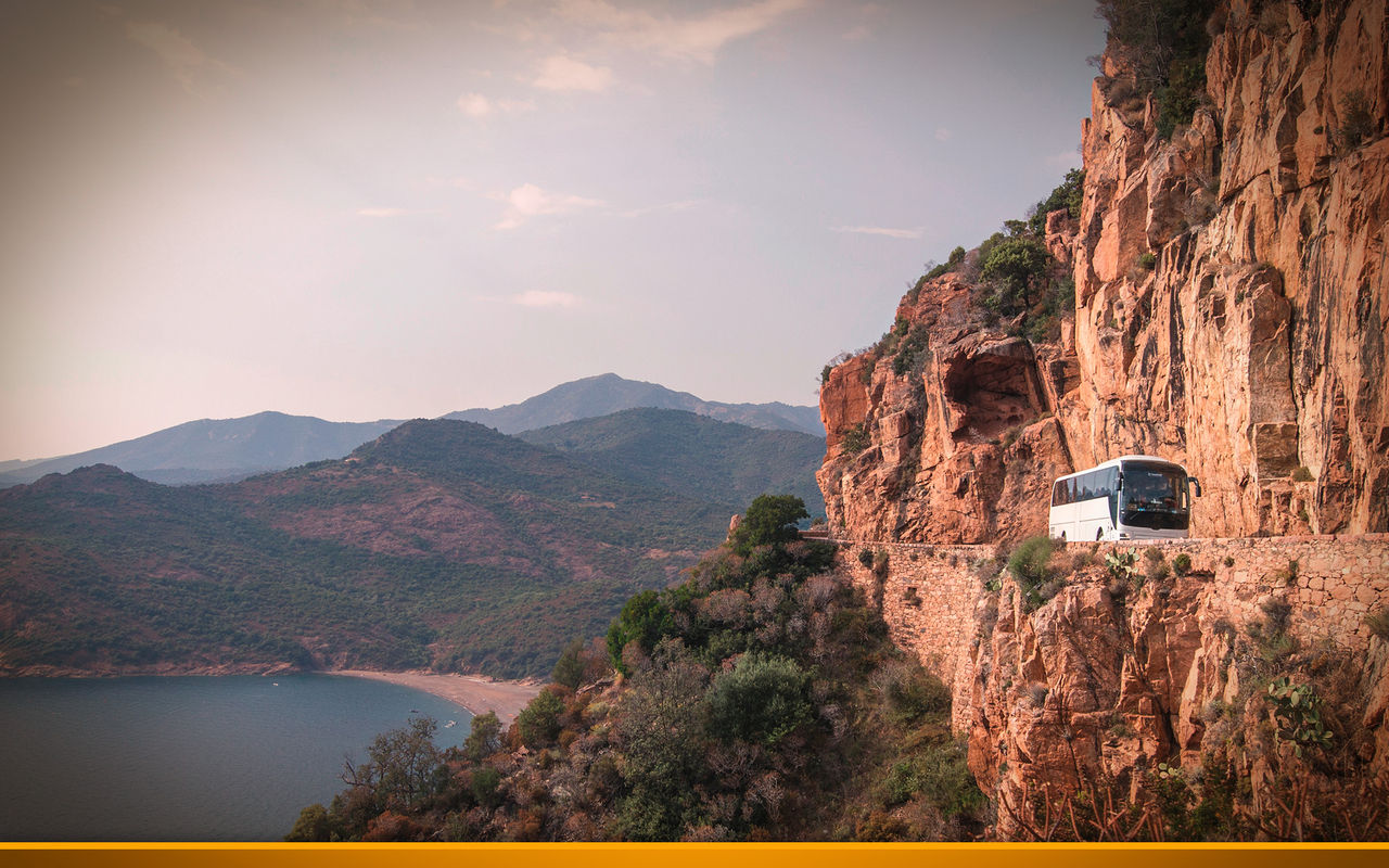 bus on the coast