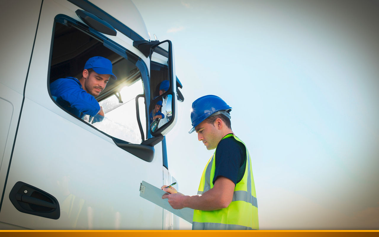 Truck driver is being trained