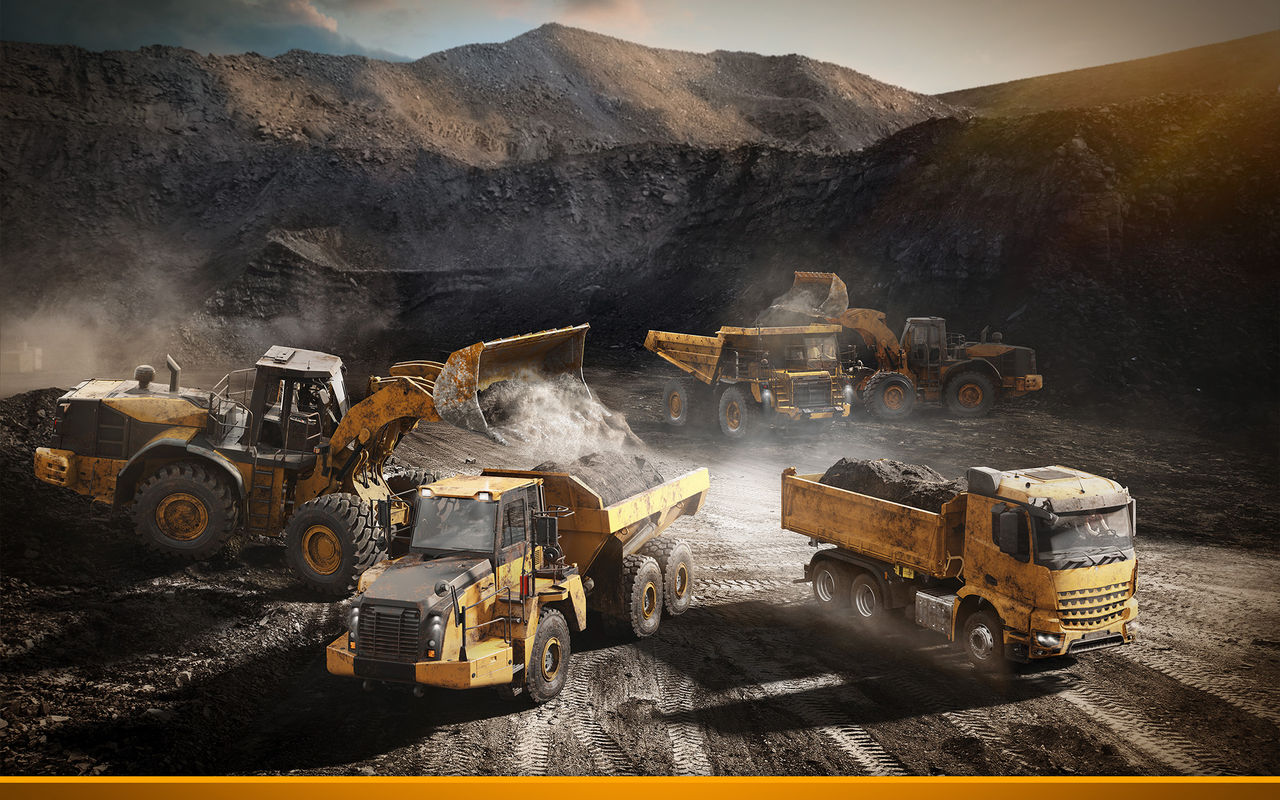 Trucks gravel pit