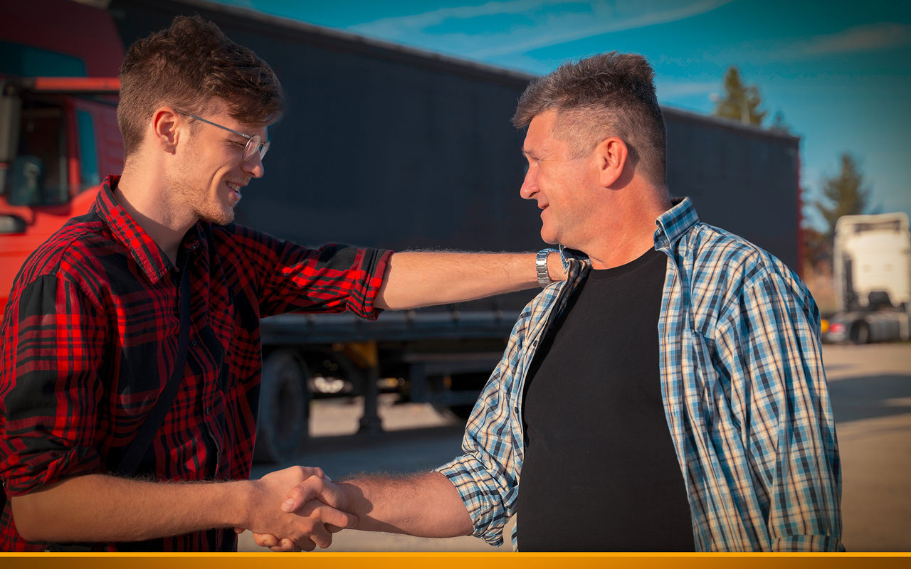 Truck drivers talk amicably