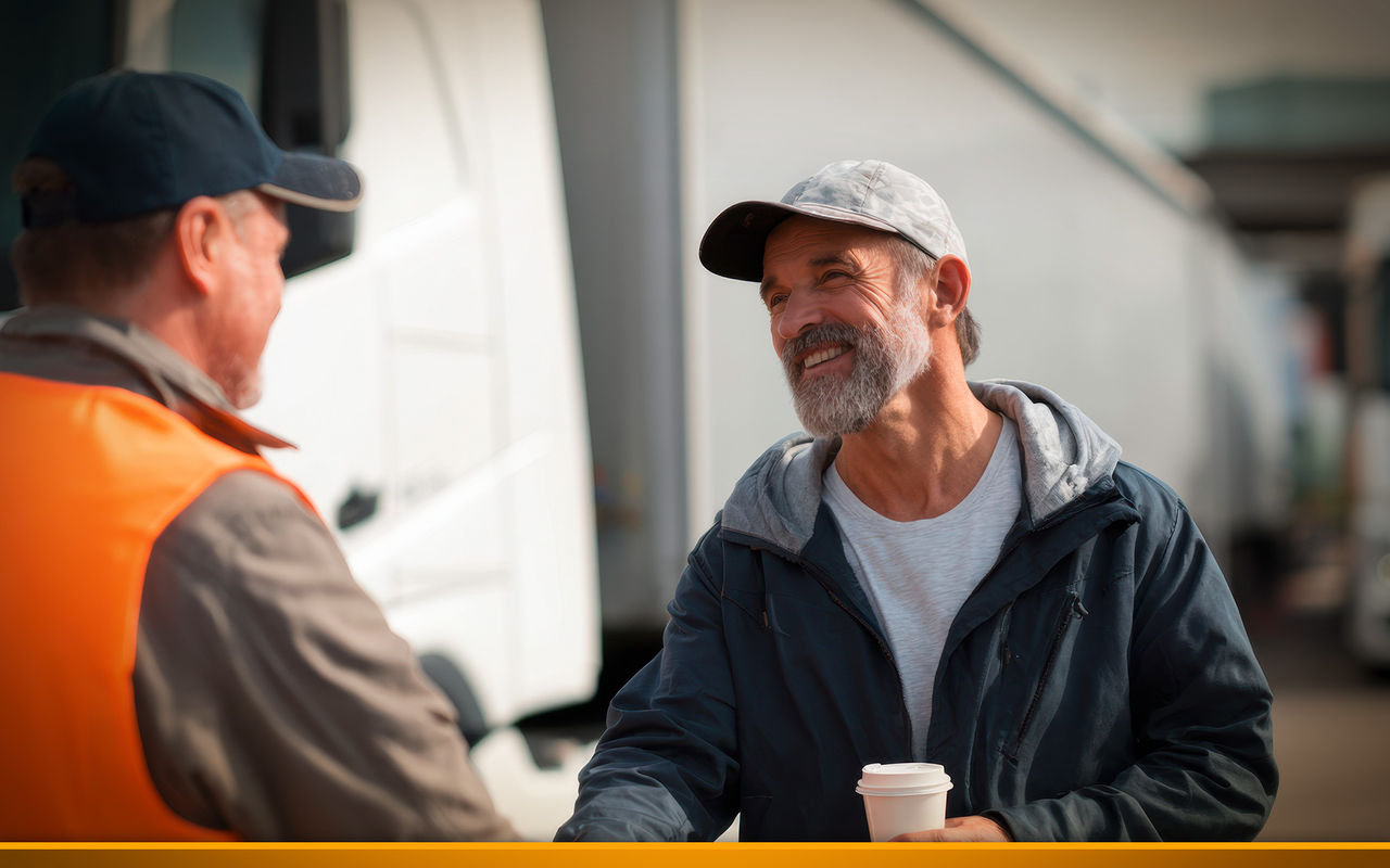 Truck drivers talk amicably