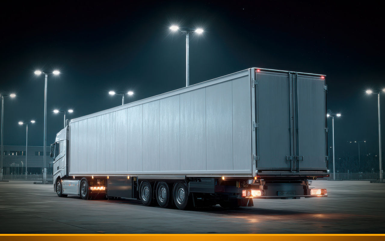 truck parked alone in the dark