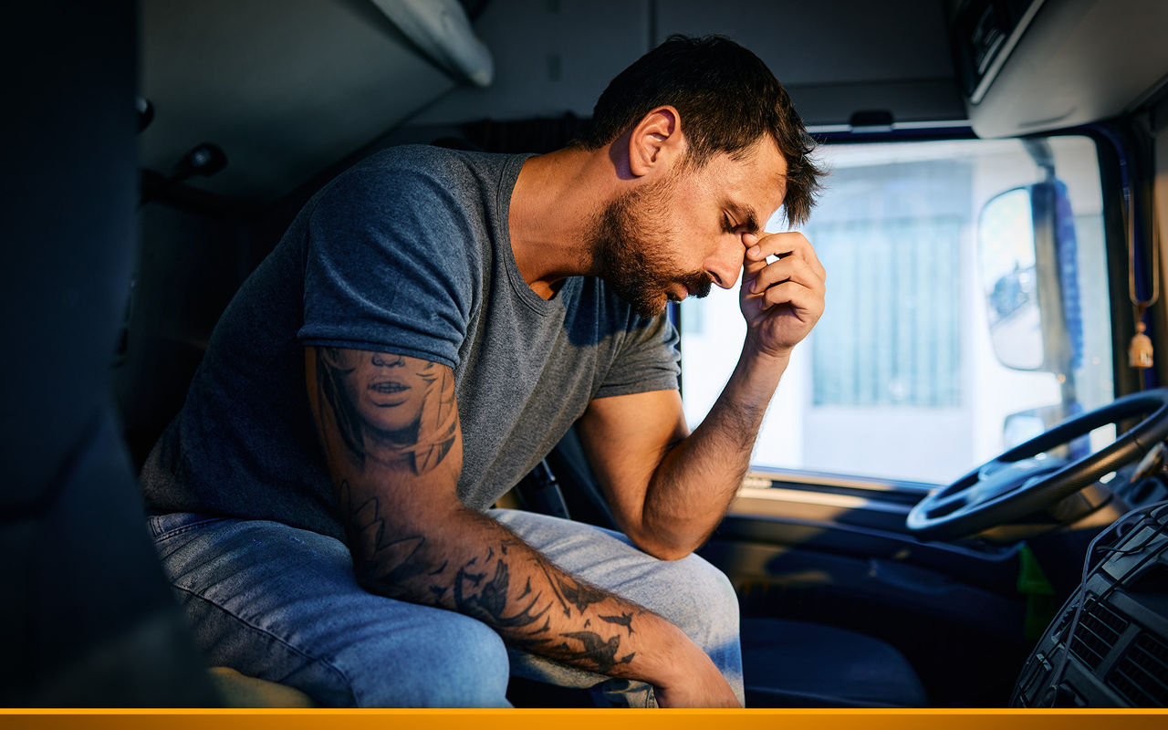 Truck driver sad