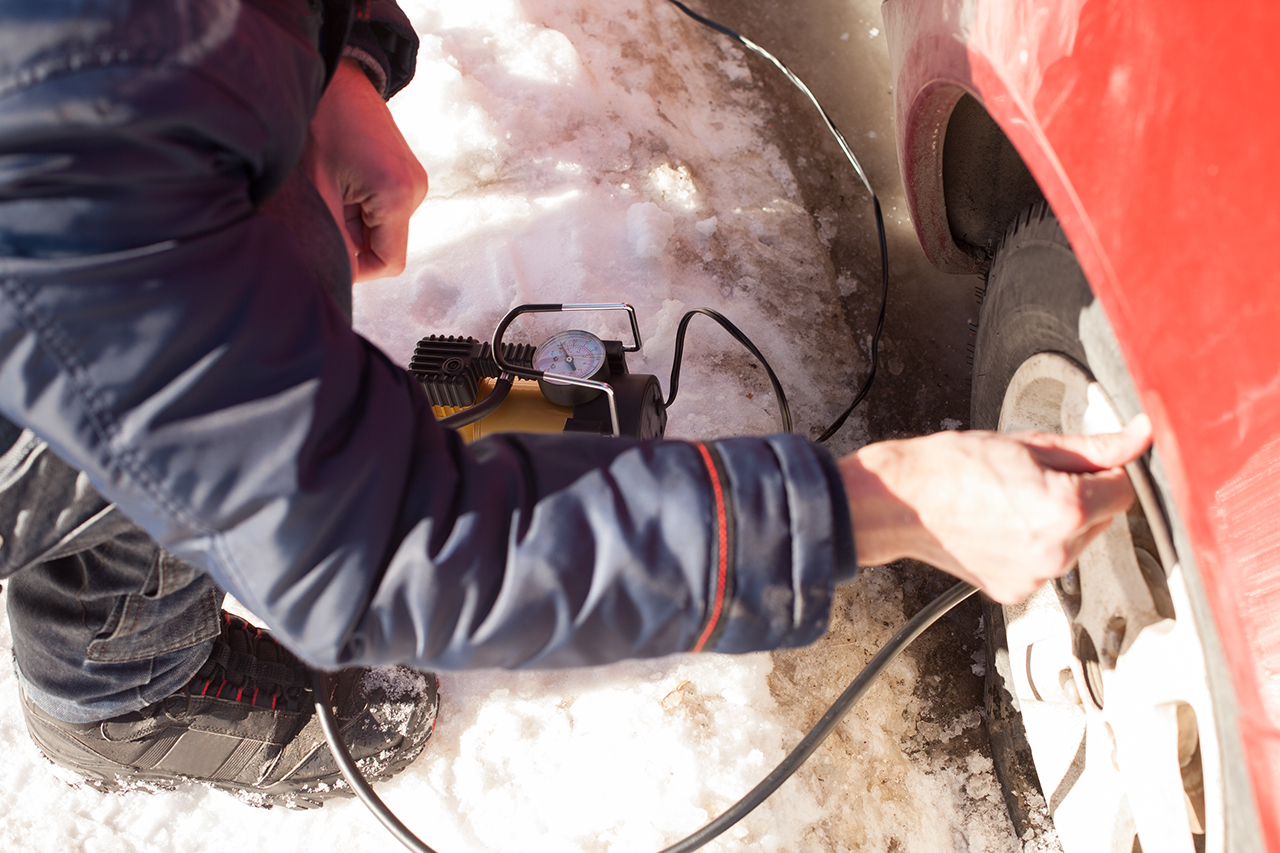 Inflate a tire Reifendruck